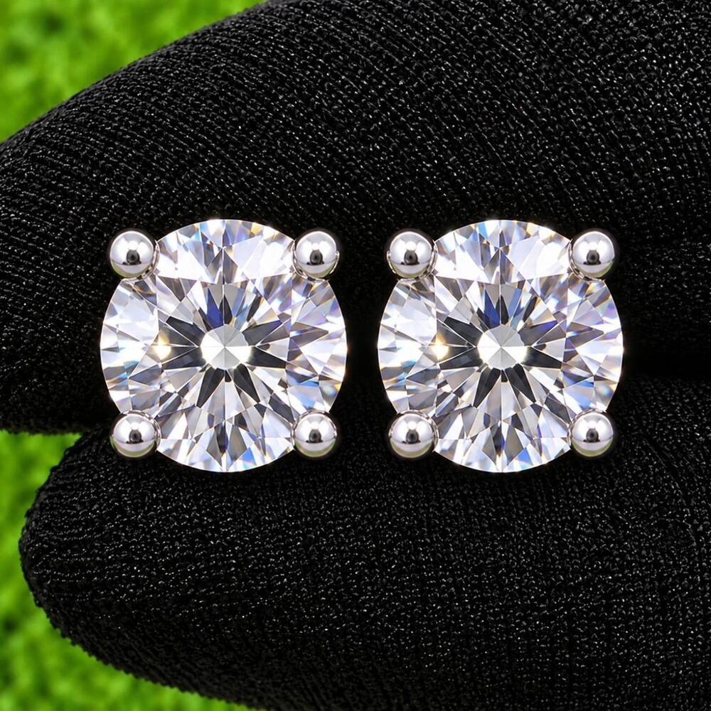 Moissanite 925 sterling silver 8mm 4CTW Earrings
